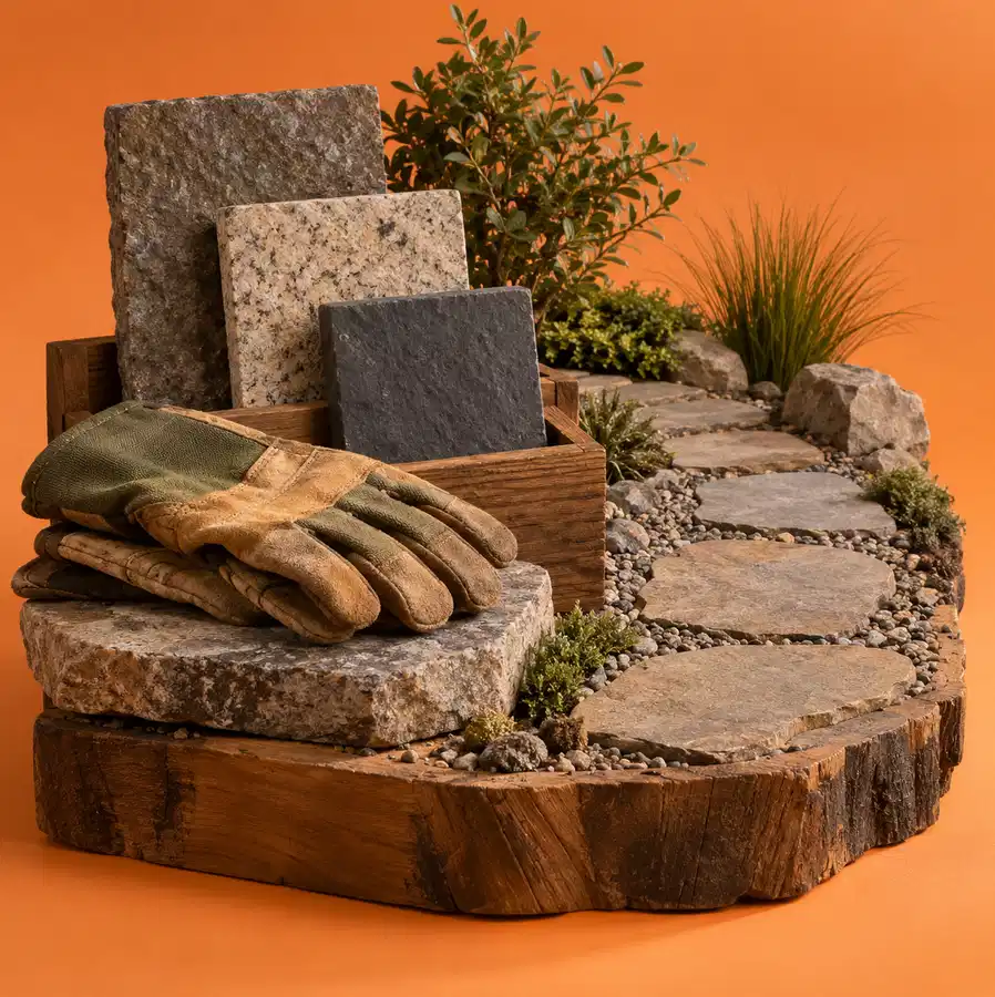 Illustration of landscaping businesses equipment and workspace